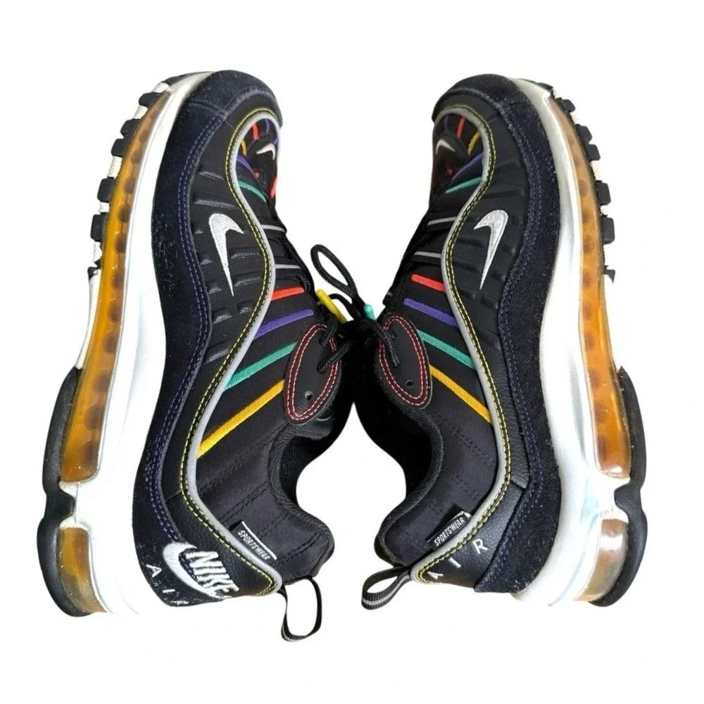 Nike Air Max 98 Womens 9 Pre-Owned Sneakers Black Multi Color BHM CI1901-023